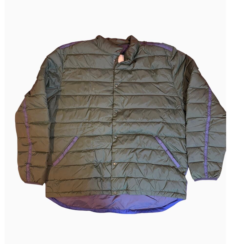 Boden Men's Down Puffer Jacket XL Dark Green Navy Blue Snap Front